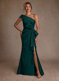 Azazie Hampton Mother of the Bride Dresses Pine Mermaid One Shoulder Floral Burnout Dress image1