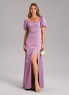Azazie Fyona Vestidos de damas de honor Vestido de Glicinia de Satén Elástico de Corte en A con Plisado image3