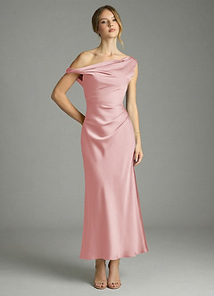 Azazie Emerson At-home Try On Dresses Black Mermaid Off the Shoulder Stretch Satin Dress image1