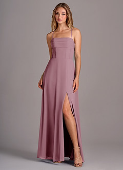 Azazie Carolyn Bridesmaid Dresses Vintage Mauve A-Line Pleated Chiffon Dress image1