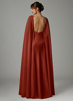 Azazie Stefania Robes de demoiselle d'honneur Robe Trapèze en Satin extensible Terracotta image4