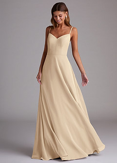 Azazie Marley Bridesmaid Dresses Champagne A-Line Off the Shoulder Chiffon Convertible Dress image5