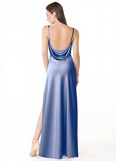 Azazie Alaija Brautjungfernkleider Meerjungfrau-Linie Seitliche Cut-Outs Stretch-Satin Kleid Eis image4