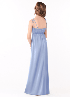 Azazie Violeta Junior Ice A-Line Bow Stretch Satin Dress image2
