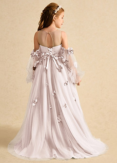 Azazie Karrie Flower Girl Dresses Rose Petal A-Line with Sleeves Tulle Dress image2