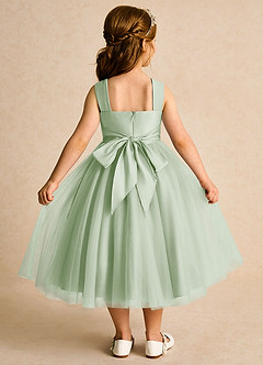 Azazie Dovey Flower Girl Dresses Dusty Sage Ball-Gown Bow Tulle Dress image3
