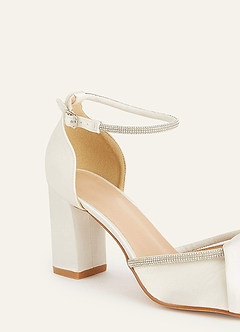 front Rhinestone Strap Pointed Toe Block Heels
