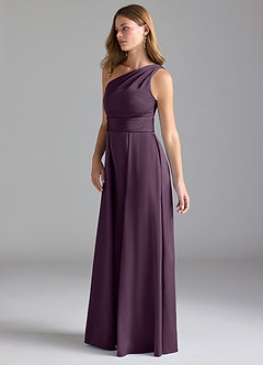 Azazie Dallas Bridesmaid Dresses Plum A-Line One Shoulder Stretch Satin Dress image5