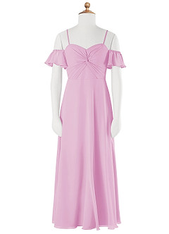 Azazie Juna Junior Vestido de Rosa Caramelo de Gasa de Corte en A con Vestidos sin tirantes image6