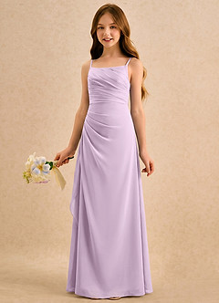 Azazie Cannoli Girls Formal Flower Girl Dresses Frosted Lilac A-Line Pleated Chiffon Dress image3