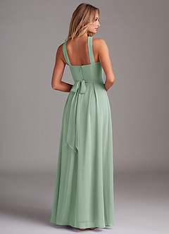 Azazie Dixie Bridesmaid Dresses Agave A-Line Halter Pleated Chiffon Dress image6