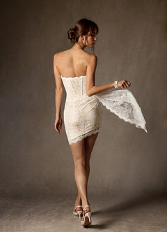 Azazie Starla 웨딩드레스 쉬스 스트랩리스 레이스 미니 드레스 image8