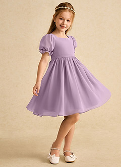 Azazie Jolie Flower Girl Dresses Wisteria A-Line with Sleeves Chiffon Dress image1