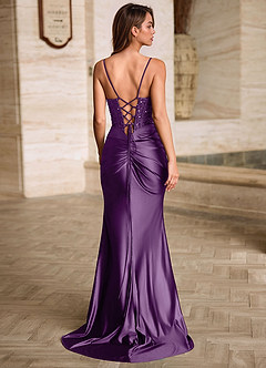Starlit Purple Cowl Neck Prom Dress image2
