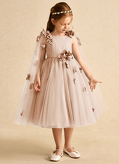 Azazie Staria Blumenmädchenkleider Ballkleid Gestreift Tüll Kleid Englisches Rosa image7