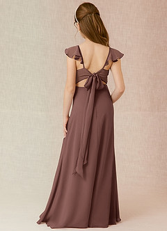 Azazie Everett Junior Vestido Café Expresso de Chiffon de Linha A image2