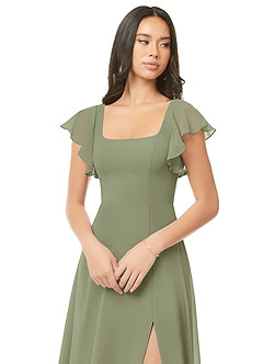 Azazie Bondi Bridesmaid Dresses Pistachio A-Line Ruched Chiffon Dress image6