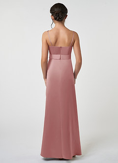 Azazie Anina Junior Dusty Rose A-Line Bow Stretch Satin Dress image2