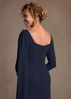 Azazie Merian 신부의 어머니 드레스 컬럼 주름진 스트레치 크레이프 무릎 길이 드레스 image6