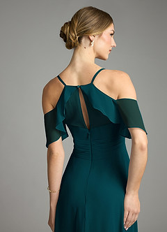 Azazie Dakota Bridesmaid Dresses Pine A-Line V-Neck Pleated Chiffon Dress image6