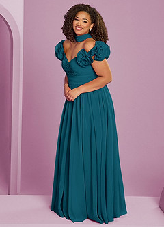 Barbie ♥ Azazie Bridesmaid Dresses Ink Blue A-Line Off the Shoulder Chiffon Convertible Dress image14