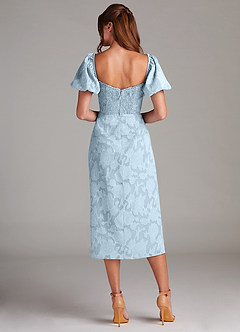 Azazie Evalina Bridesmaid Dresses Sky Blue Sheath Floral Burnout Dress image7