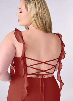 Barbie ♥ Azazie Bridesmaid Dresses Terracotta Mermaid Corset Chiffon Dress image10