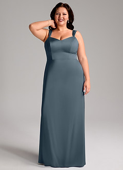 Azazie Denice Bridesmaid Dresses Twilight Sheath Pleated Stretch Satin Dress image9