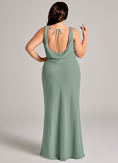 Azazie Rylina Bridesmaid Dresses Silver Sage Mermaid Pleated Chiffon Dress image11