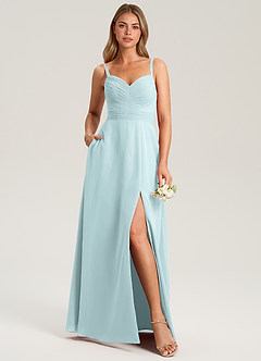 Azazie Terese Bridesmaid Dresses Mist A-Line Pleated Chiffon Dress image6