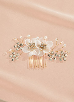 front Elegant White Rhinestones Fower Comb