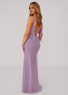 Barbie ♥ Azazie Jurken voor bruidsmeisjes Jurk van Chiffon met Zeemeermin Korset Blauweregen image3