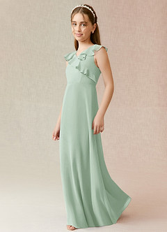 Azazie Alyssa Junior A-Linie Chiffon Kleid Agave image4