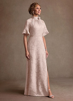 Azazie Hypatia Klänningar till brudens mor Klä Tubklänning i Blommig Utbrändhet Plisserad Rodnande Rosa image4