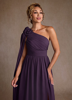 Azazie Lancaster Moeder van de bruid jurken A-Lijn Jurk van Chiffon One-Shoulder Pruim image6