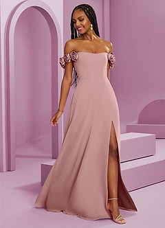Barbie ♥ Azazie Bridesmaid Dresses Dusty Rose A-Line Off the Shoulder Chiffon Convertible Dress image8