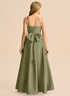 Azazie Rumi Junior Vestido de Pistacho de Satén Elástico de Corte en A con Plisado image2