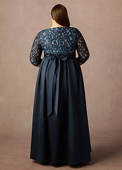 Azazie Delphi Kleider für die Brautmutter A-Linie Pailletten Spitze Kleid Dunkelmarine Taubenblau image2