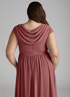 Azazie Organa Final Sale Desert Rose A-Line Pleated Chiffon Dress image12