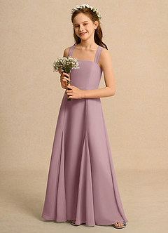 Azazie Tater Junior Formal Abiti da Ragazza di Fiori Abito A-Line in Chiffon Plissettato Rosa Polverosa image5