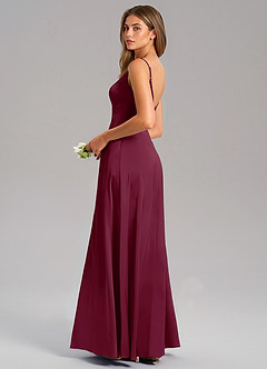 Azazie Talina Bridesmaid Dresses Mulberry A-Line Stretch Satin Dress image6