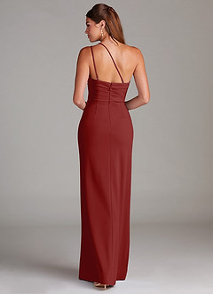 Azazie Eren Jurken voor bruidsmeisjes Jurk van Stretch crêpe met Kolom One-Shoulder Terracotta image2