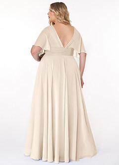 Azazie Pamela Bridesmaid Dresses White Alabaster A-Line V-Neck Pleated Chiffon Dress image7