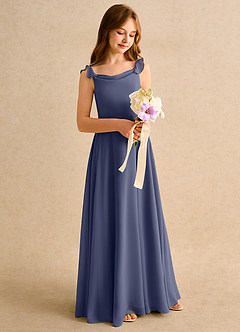 Azazie Puppy Girls Formal Flower Girl Dresses Stormy A-Line Pleated Chiffon Dress image1