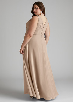 Azazie Flora Bridesmaid Dresses Taupe A-Line Pleated Chiffon Dress image11