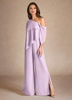 Azazie Halima Mother of the Bride Dresses Frosted Lilac Jumpsuit/Pantsuit Side Slit Chiffon Dress image6