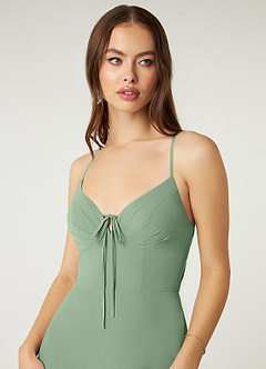 Azazie Minie Bridesmaid Dresses Matcha A-Line Bow Chiffon Dress image6