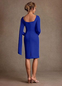 Azazie Merian 신부의 어머니 드레스 컬럼 주름진 스트레치 크레이프 무릎 길이 드레스 image2