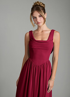 Azazie Novi Bridesmaid Dresses Burgundy A-Line Pleated Chiffon Dress image6