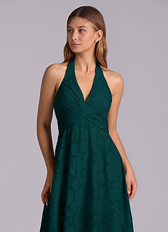 Azazie Tessie Bridesmaid Dresses Pine A-Line Pleated Floral Burnout Dress image7
